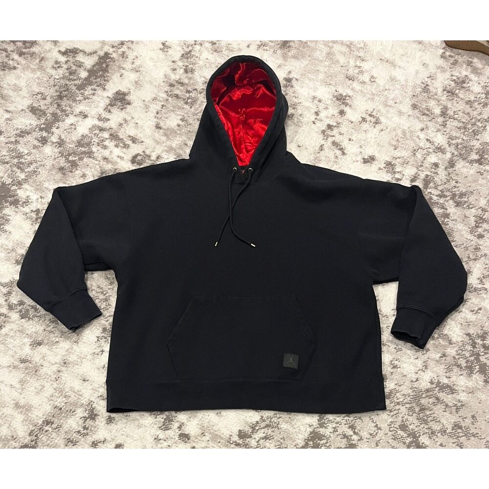 Nike Women's Jordan Flight Fleece Pullover Hoodie Black/ Red FB5110-011 Sz S
